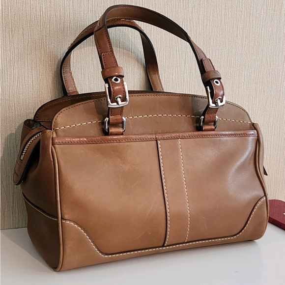 Coach Hamilton Burnished Glove Tanned Genuine Leather Satchel Handbag Like New - Picture 13 of 16
